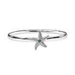 Sterling Silver Blue Topaz Starfish Bangle