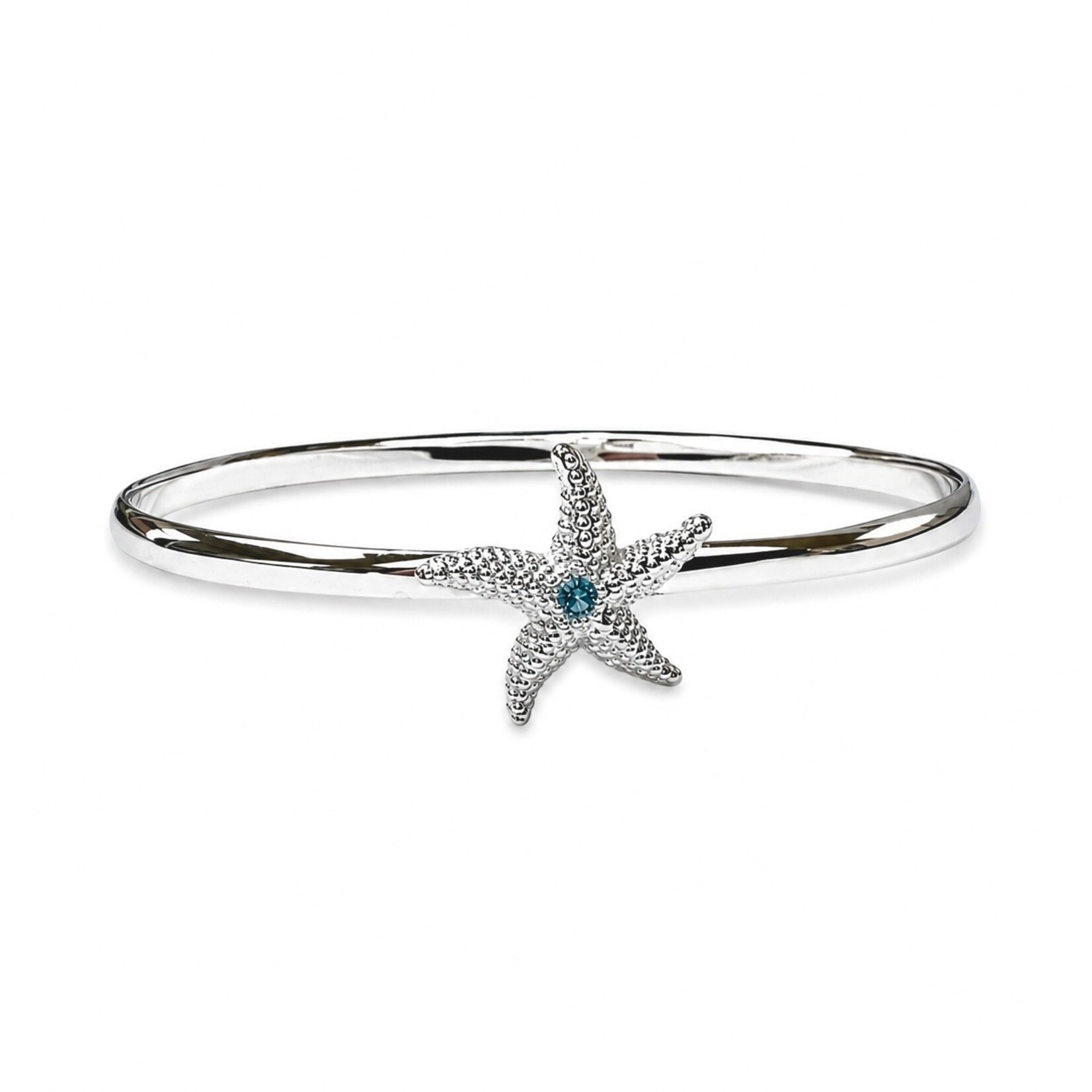 Sterling Silver Blue Topaz Starfish Bangle