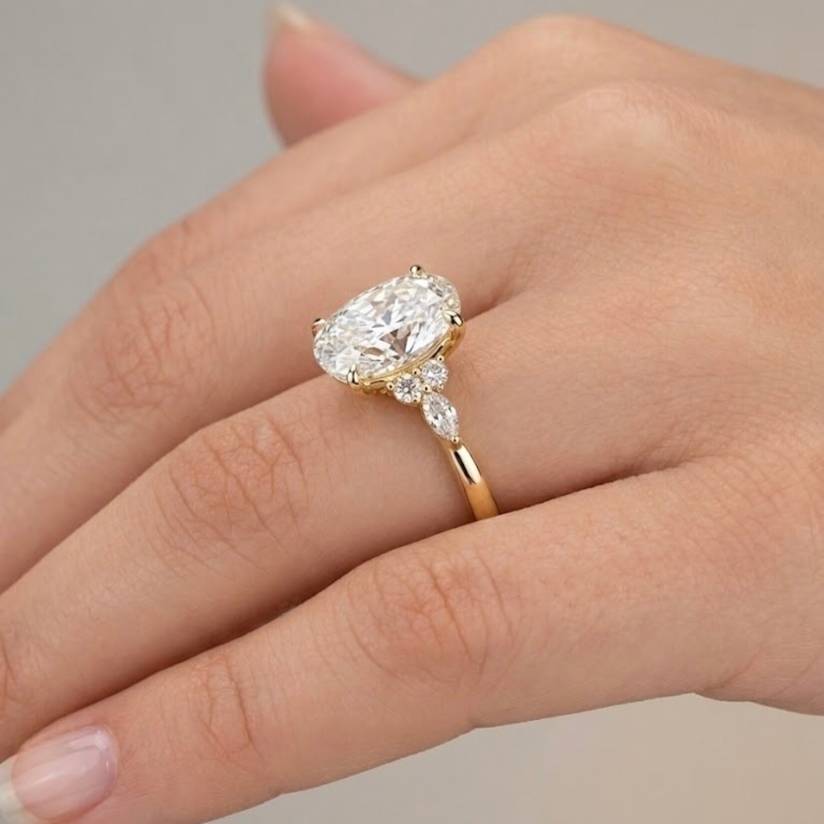 14K Yellow Gold Cushion Cut Lab Grown Diamond Ring
