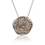 14K Rose Gold Carat Champagne Diamond Wavy Disc Pendant