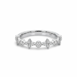 14K White Gold Round Cluster & Bezel Diamond Band