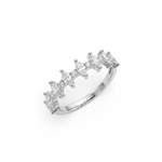 14K White Gold  Marquis Shape & Round Diamonds Band