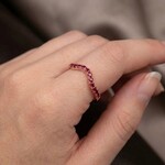 14K Yellow Gold Curved Ruby Band