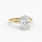 14K Yellow Gold & Platinum Oval Diamond Solitaire Ring