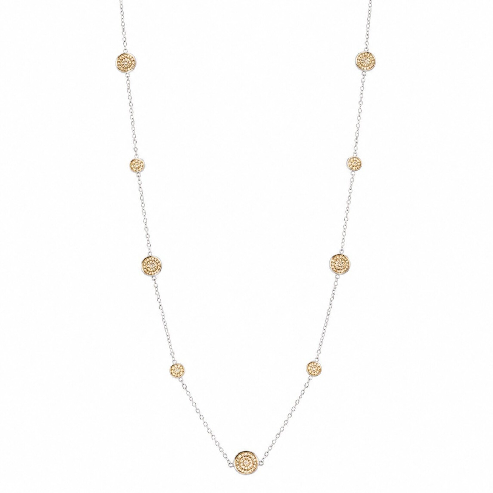 Sterling Silver & 18K Yellow Gold Classic Long Station Necklace