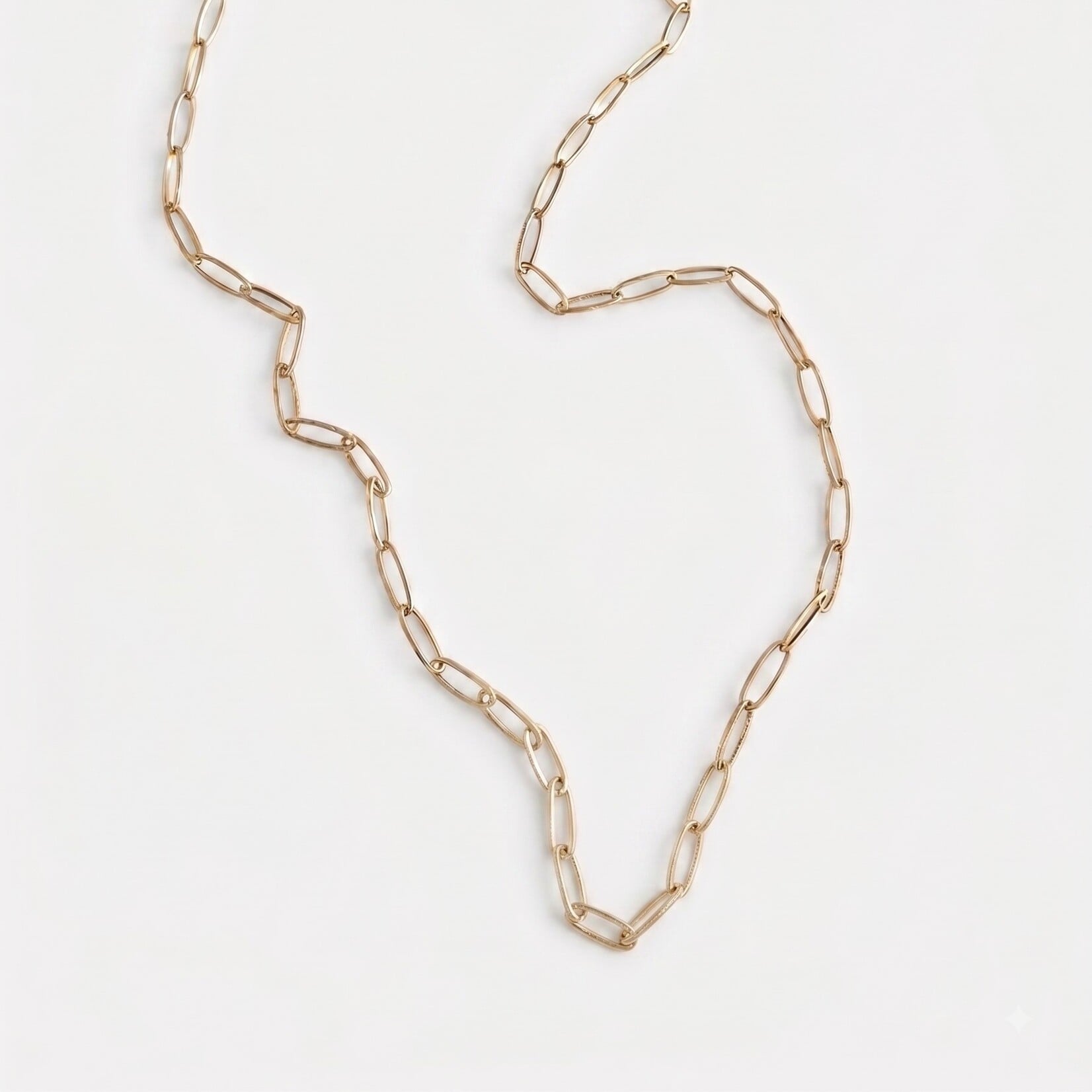 14K Yellow Gold Elongated Oval Polished Link Necklace