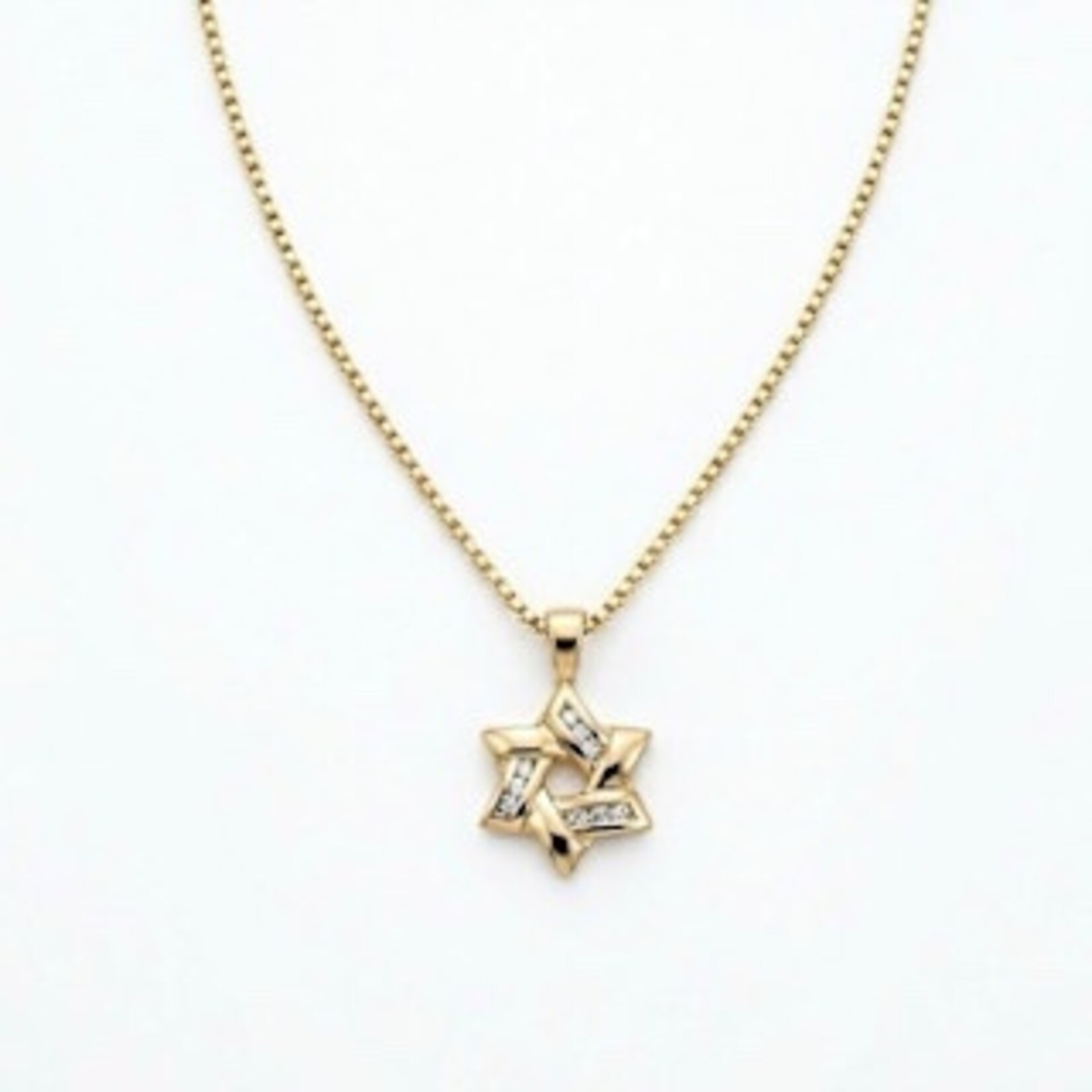 14K Yellow Gold Diamond Star of David Pendant