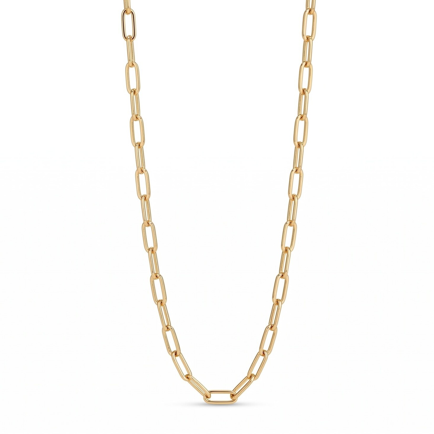 14K Yellow Gold Elongated Oval Polished Link Necklace