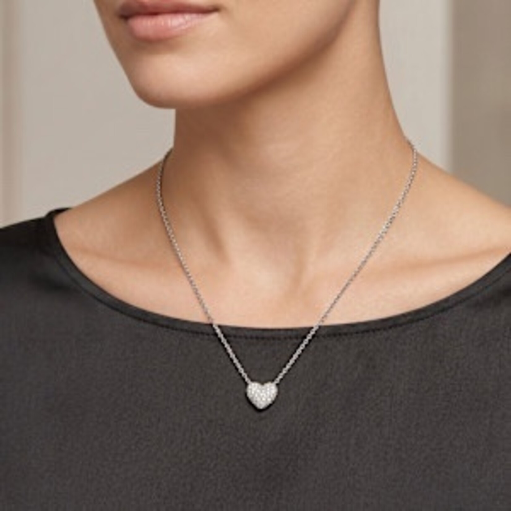 14K White Gold Pave Diamond Heart Pendant