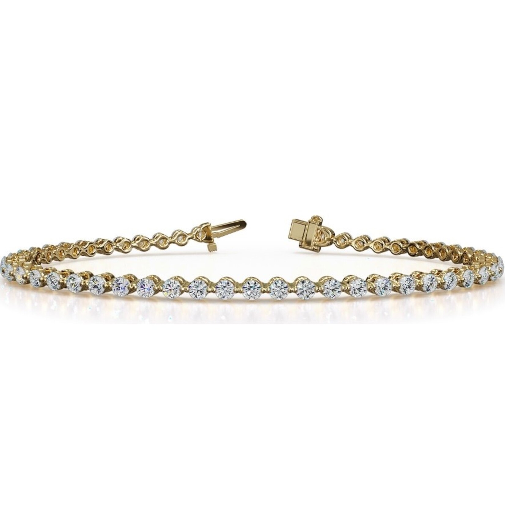 14KY Single Prong 3.14ctw Tennis Bracelet 7"