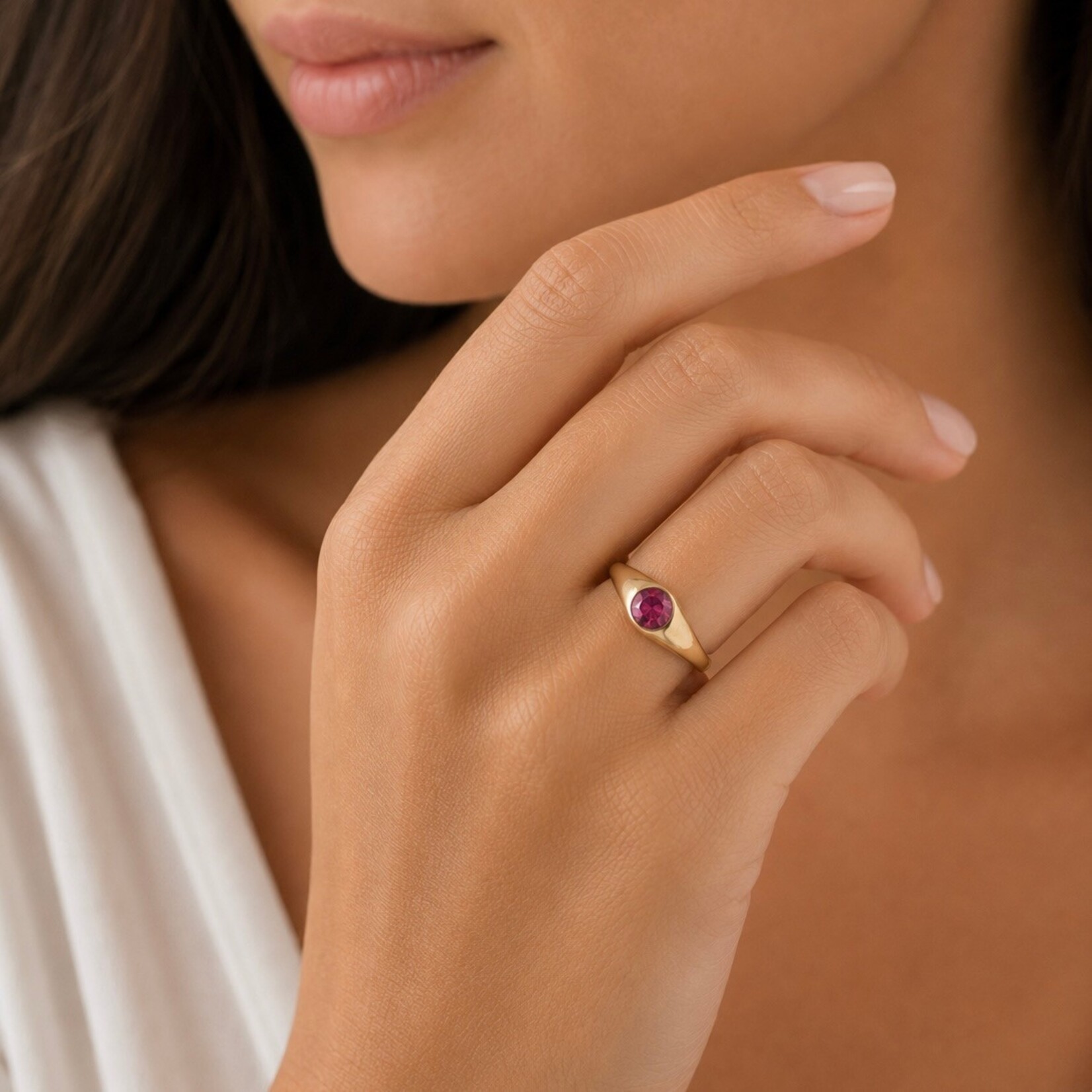 14K Yellow Gold Ruby Bezel Ring