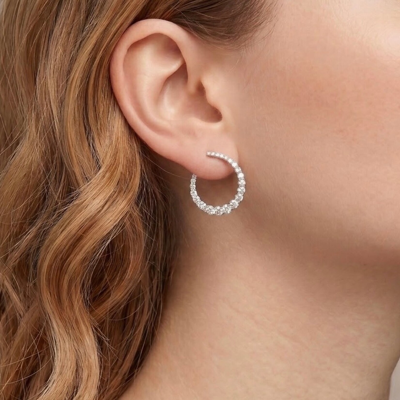 14K White Gold Lasso Diamond Earrings