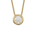 14KY 0.40ct Round Bezel Slide Pendant 18"