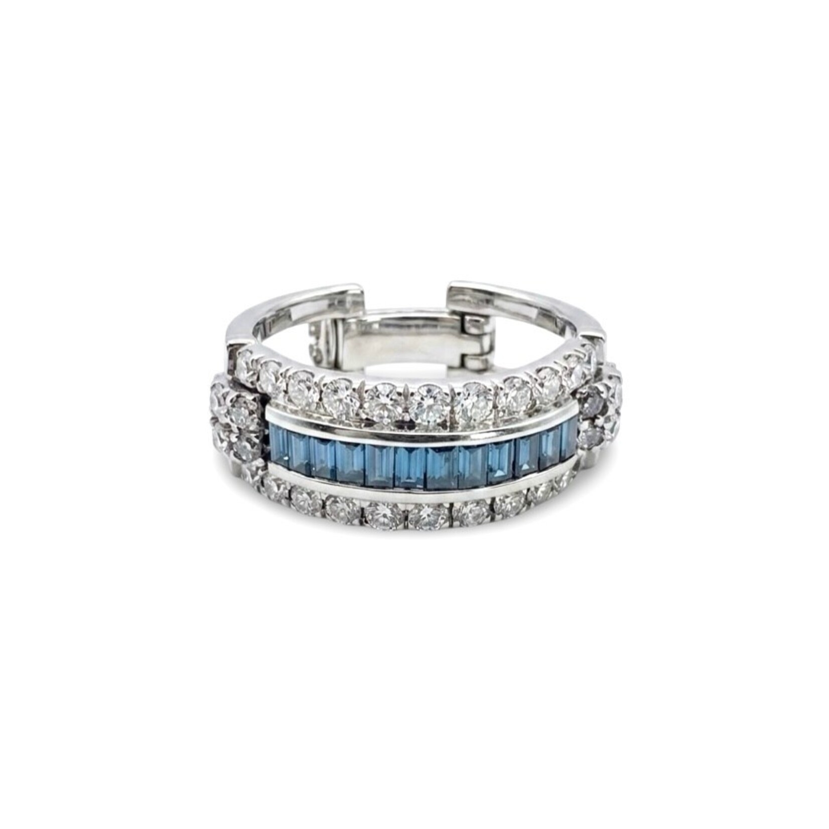 18K White Gold Blue Diamond Adjustable Band