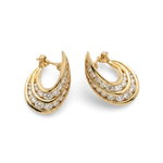 18K Yellow Gold Curved 1 Carat Diamond Hoop Earrings