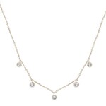 14K Yellow Gold  Five Diamond Bezel Necklace