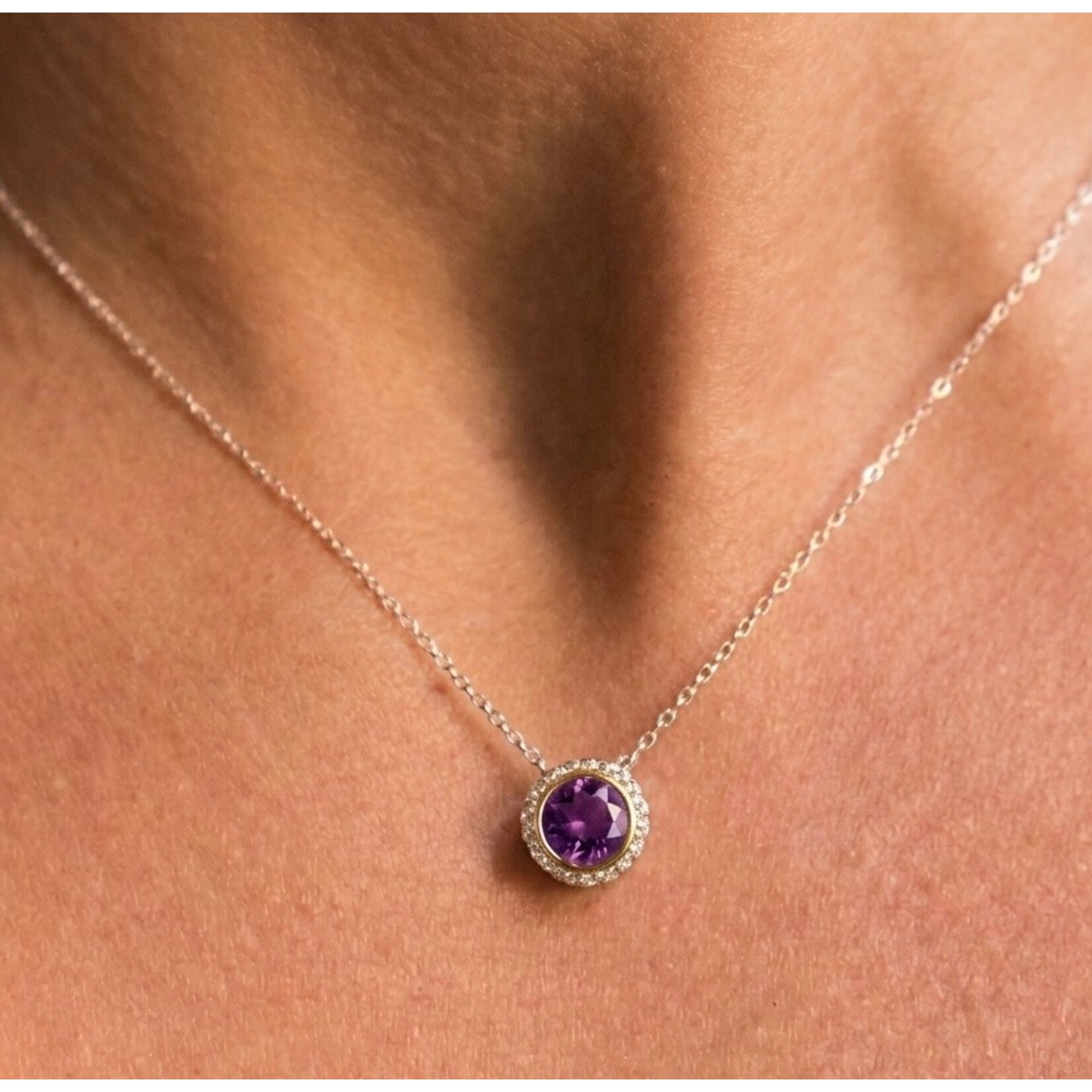 Sterling Silver & 18K Yellow Gold Amethyst Pendant
