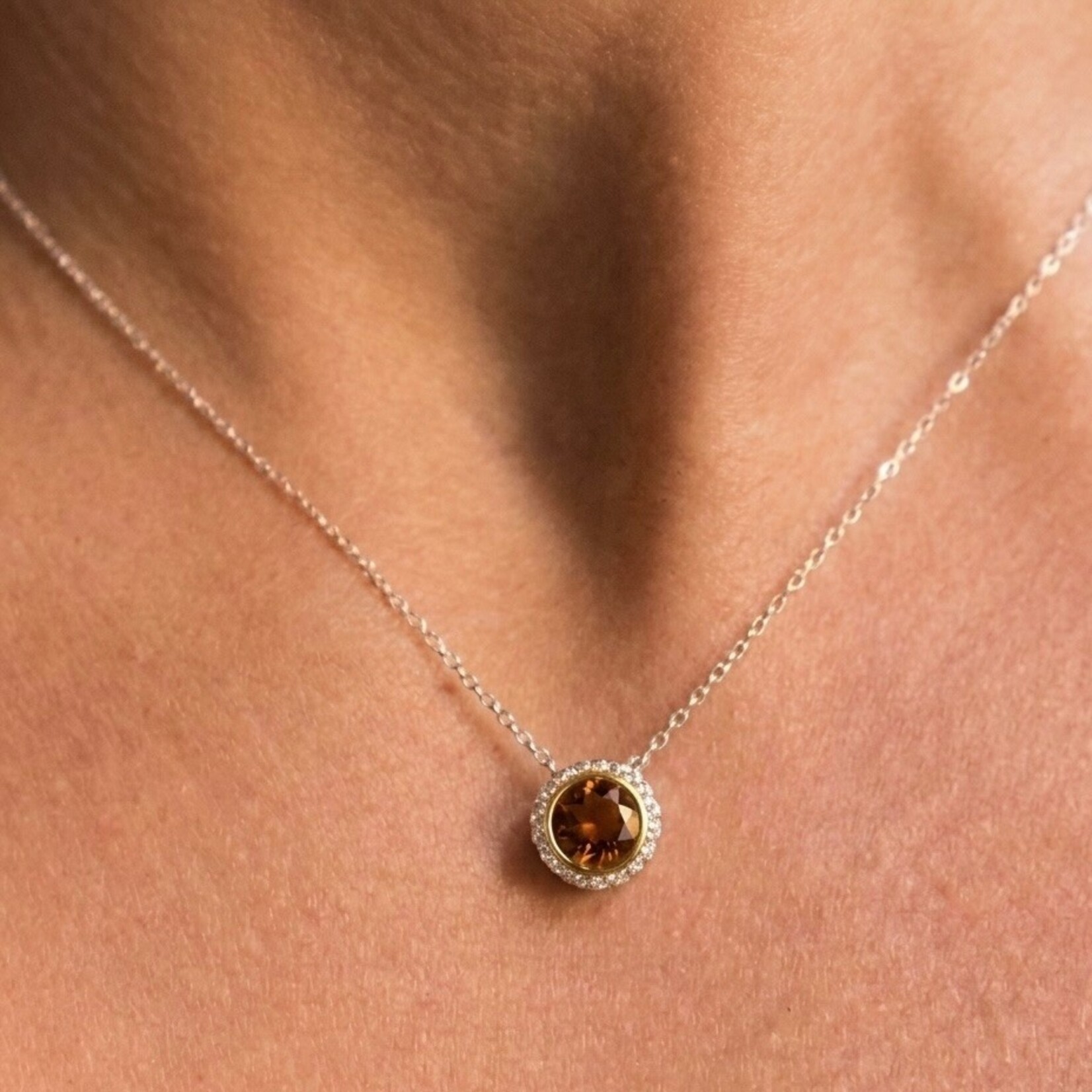Sterling Silver & 18K Yellow Gold Citrine Pendant