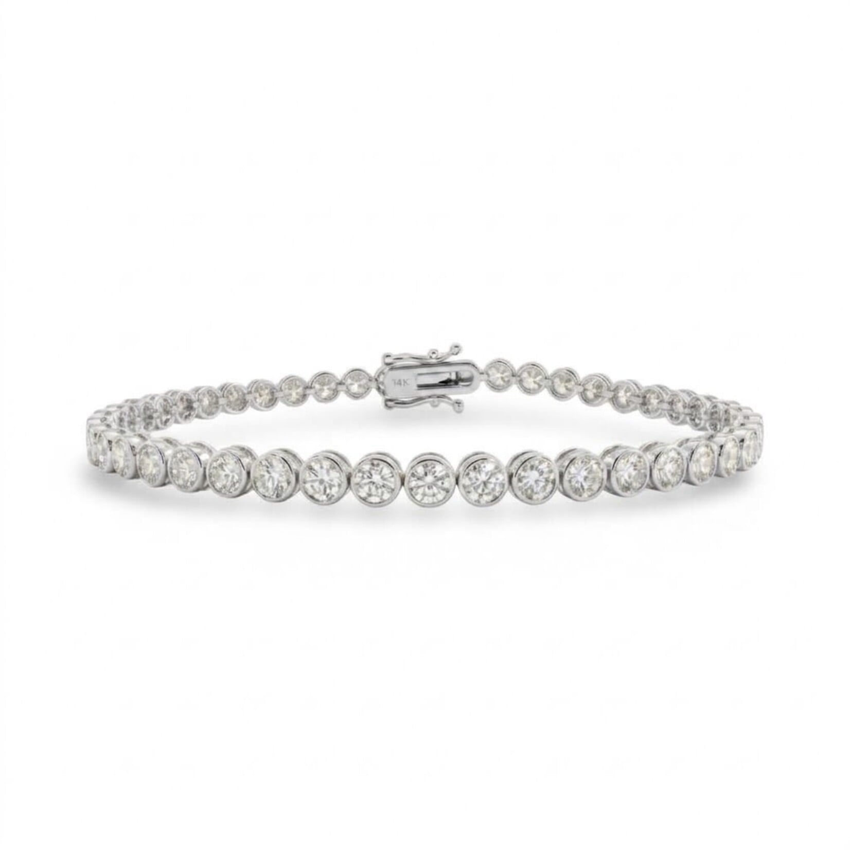 14K White Gold 5 Carat Bezel Diamond Tennis Bracelet