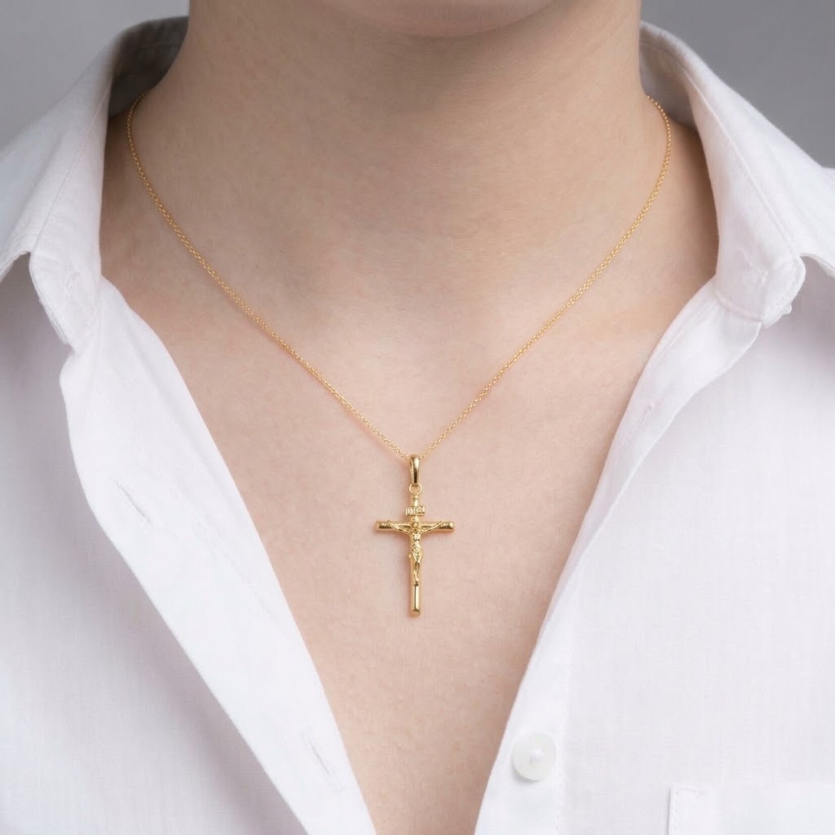 14K Yellow Gold Crucifix Pendant