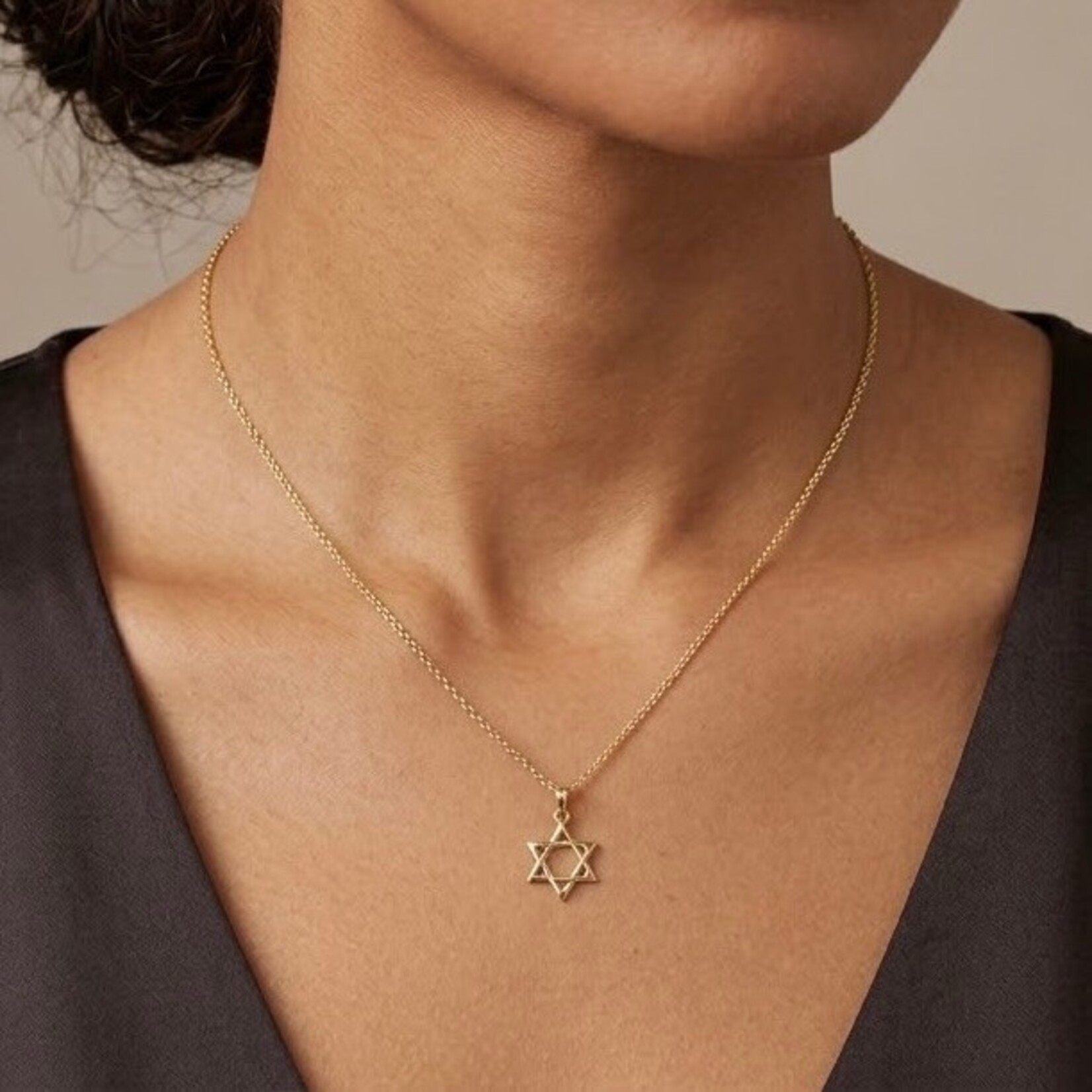 14K Yellow Gold Star of David Pendant