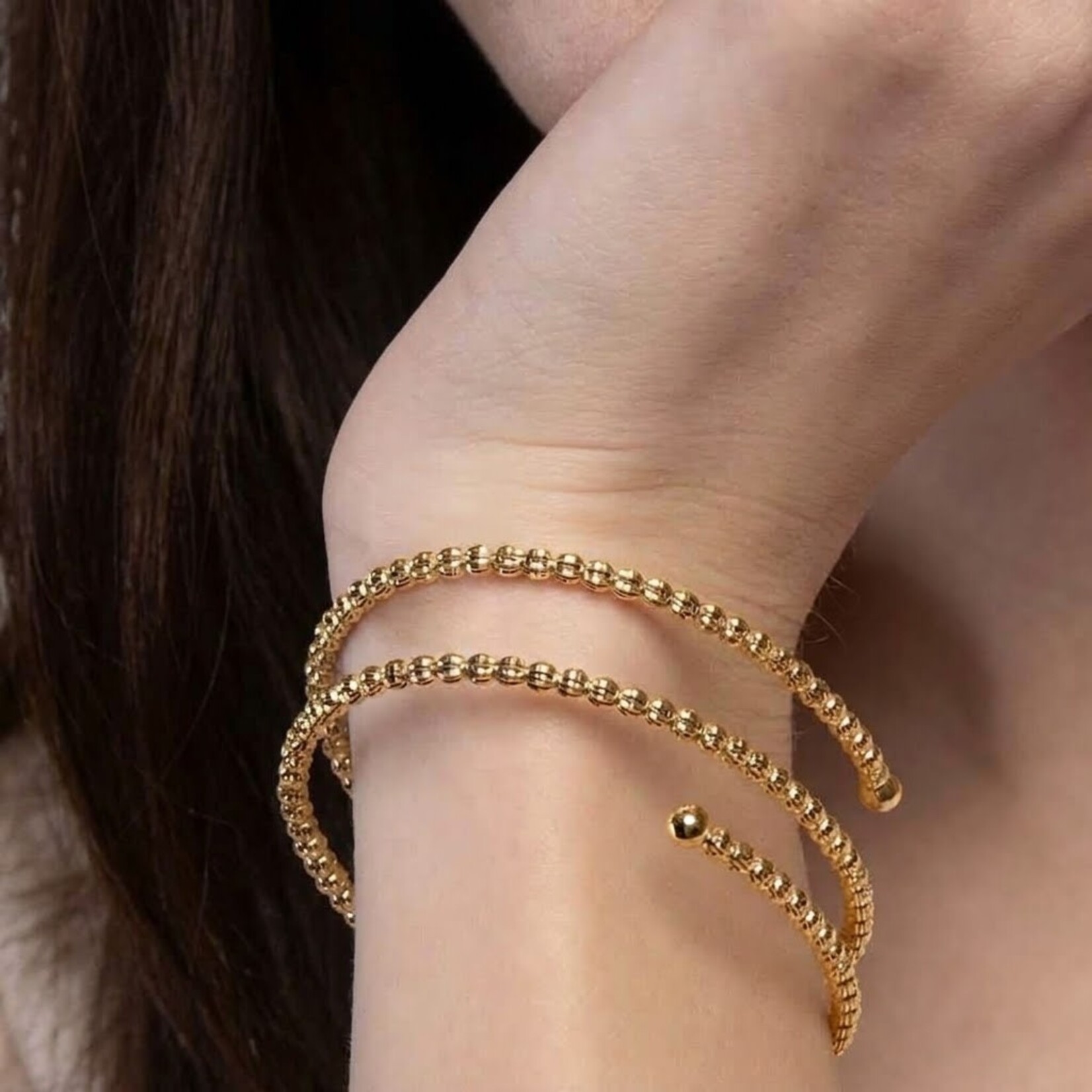 Sterling Silver & 18K Yellow Gold Overlay Crystal Italia Wrap Bracelet