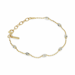 Sterling Silver & 18K Yellow Gold Overlay Two Tone Oval Moon Station Italia Bracelet