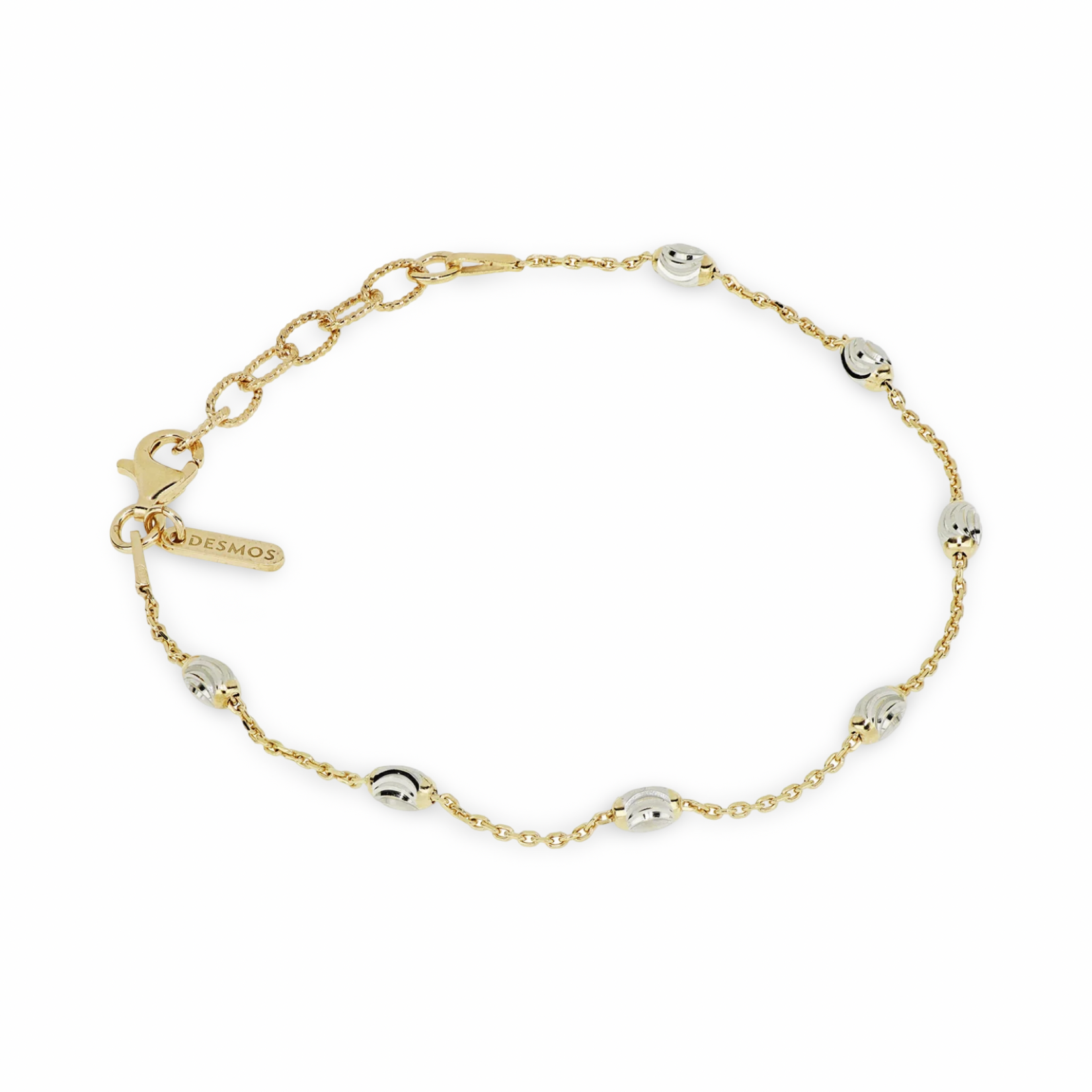 Sterling Silver & 18K Yellow Gold Overlay Two Tone Oval Moon Station Italia Bracelet