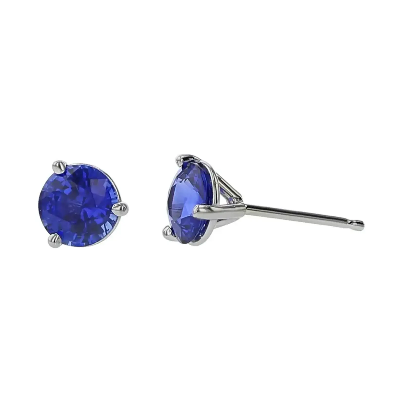 14K White Gold Blue Sapphire Stud Earrings