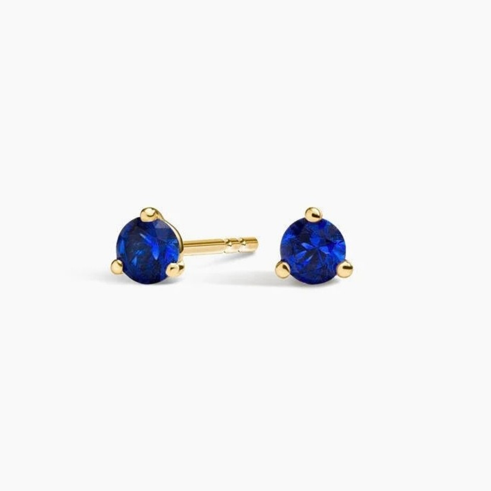 14K Yellow Gold 1/2 Carat Blue Sapphire Stud Earrings