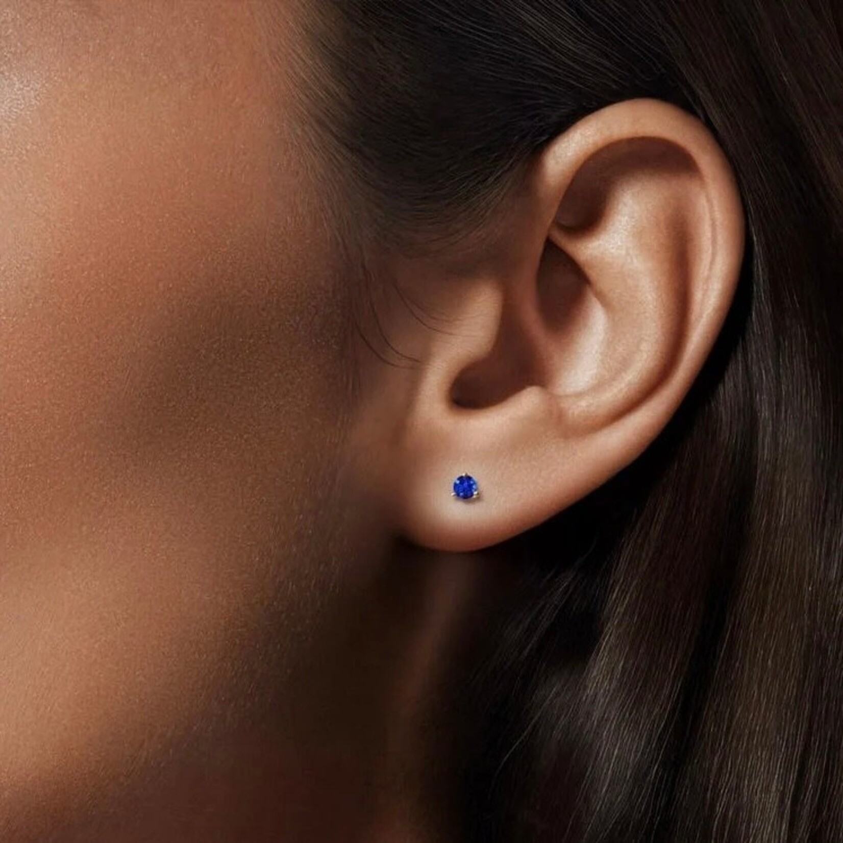 14K Yellow Gold 1/2 Carat Blue Sapphire Stud Earrings