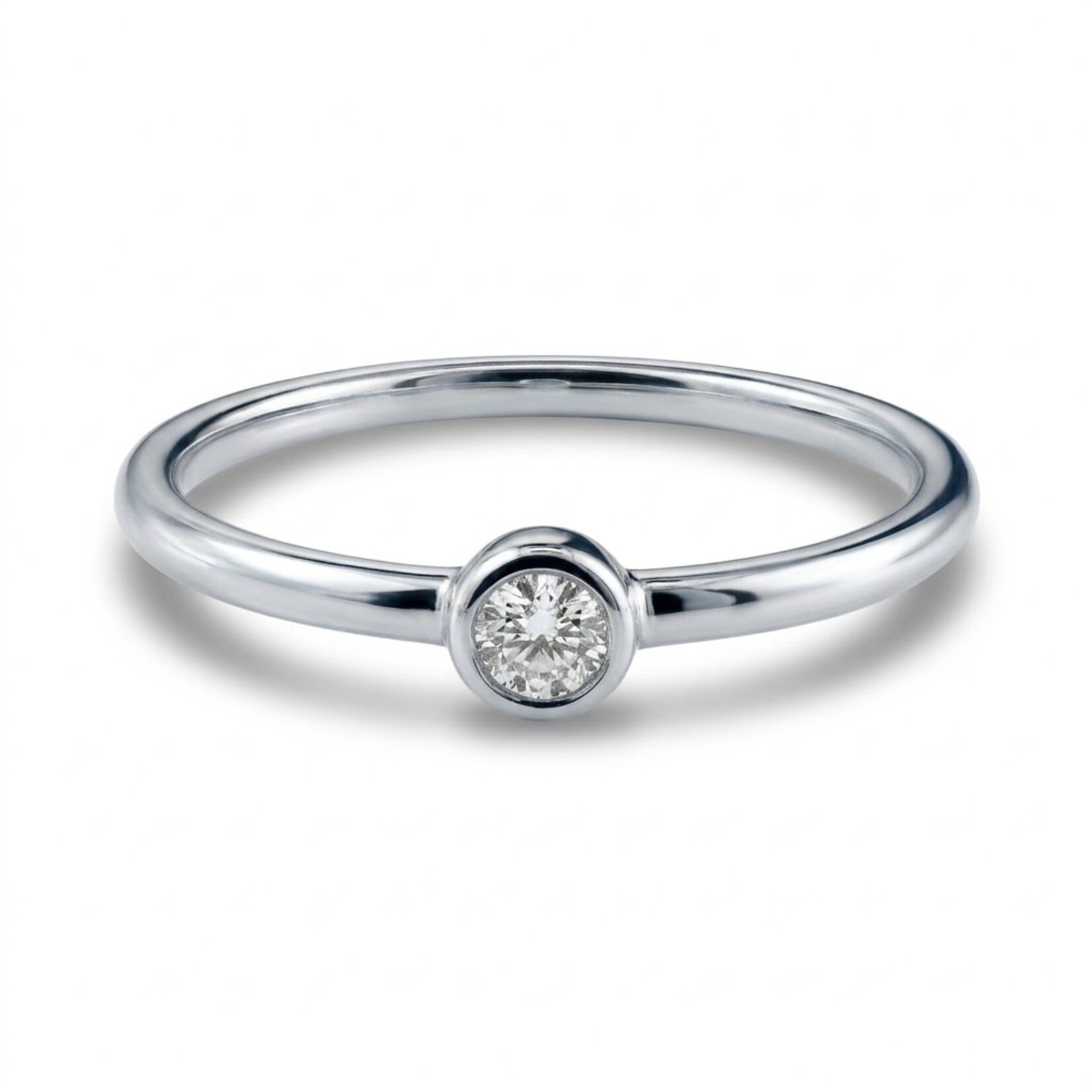 14K White Gold Bezel Diamond Stacking Band