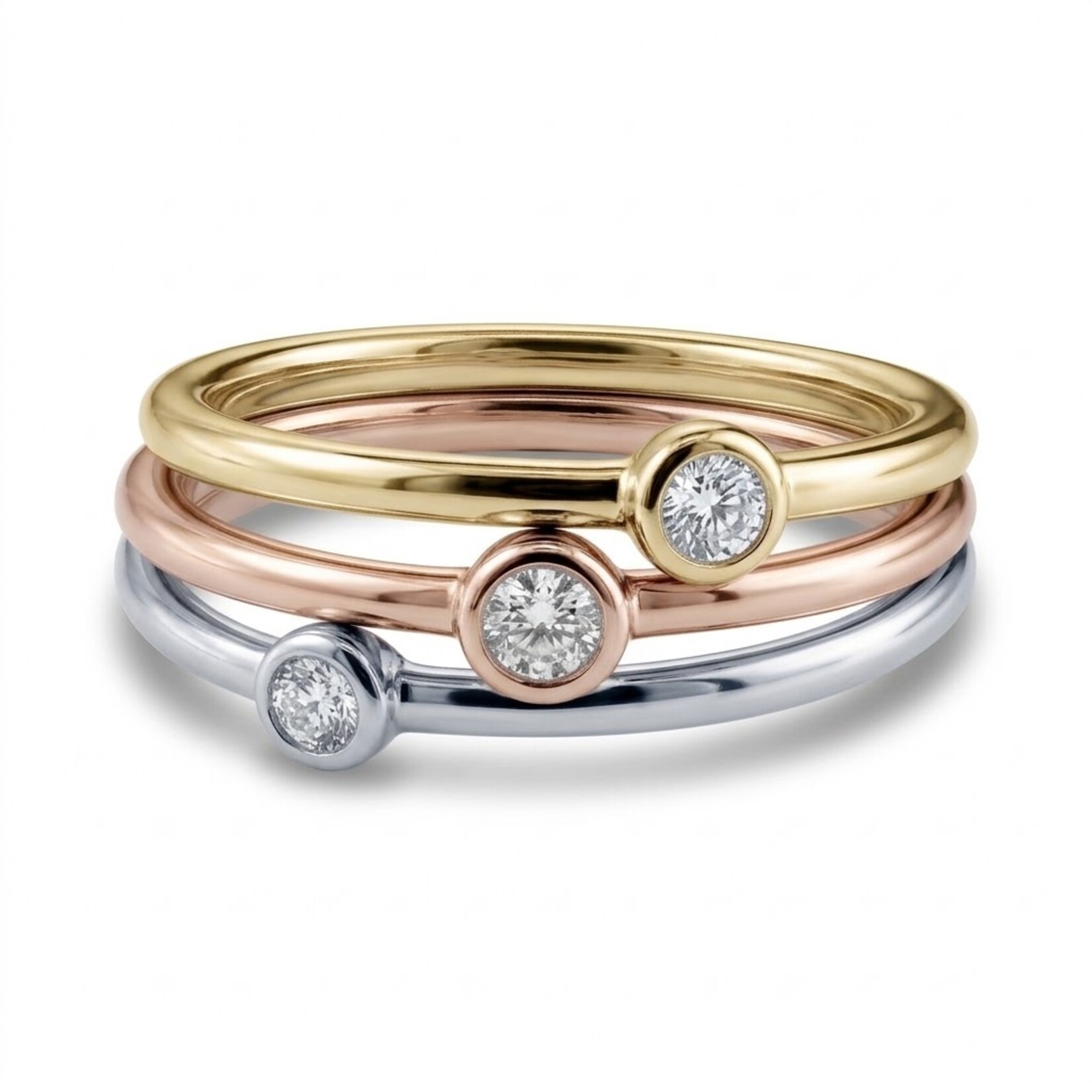 14K White Gold Bezel Diamond Stacking Band