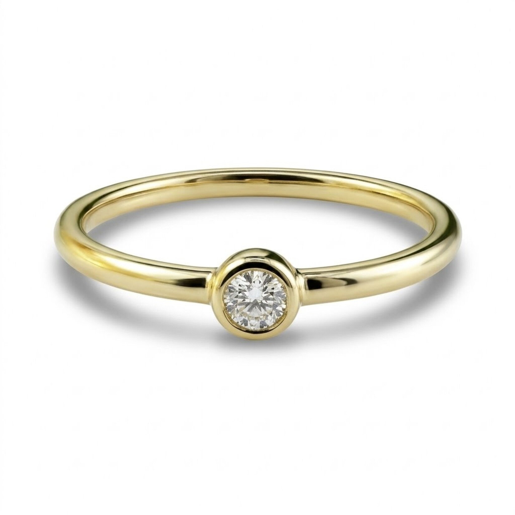 14K Yellow Gold Bezel Diamond Stacking Band