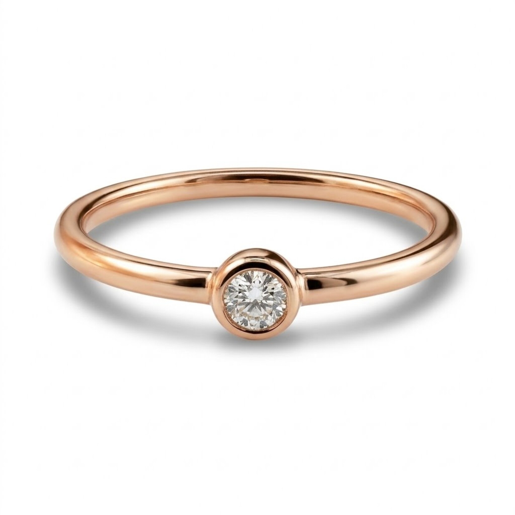 14K Rose Gold Bezel Diamond Stacking Band