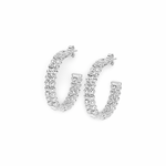 Sterling Silver Double Row Crystal Italia Hoop Earrings