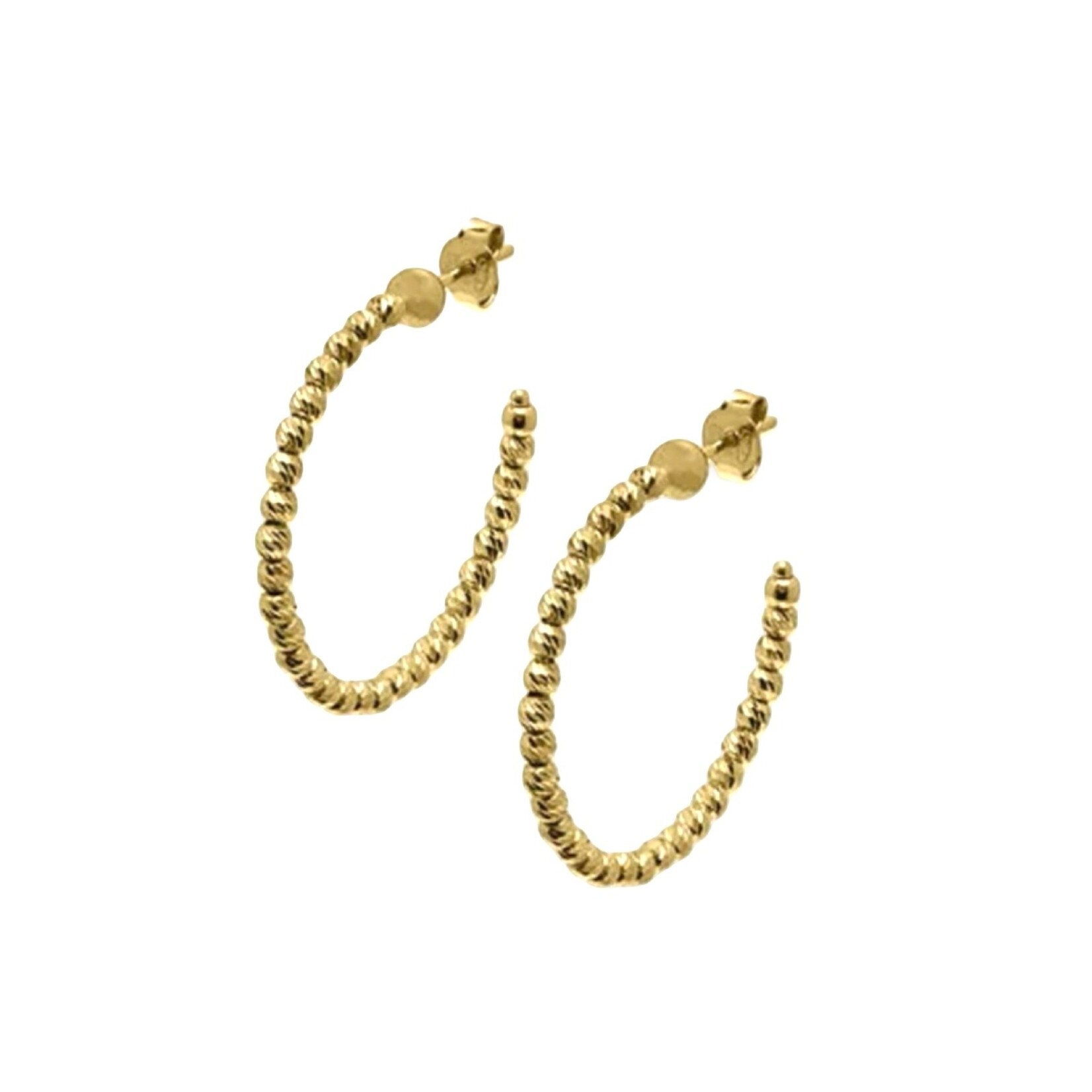 Sterling Silver & 18K Yellow Gold Overlay Medium Slash Italia Hoop Earrings