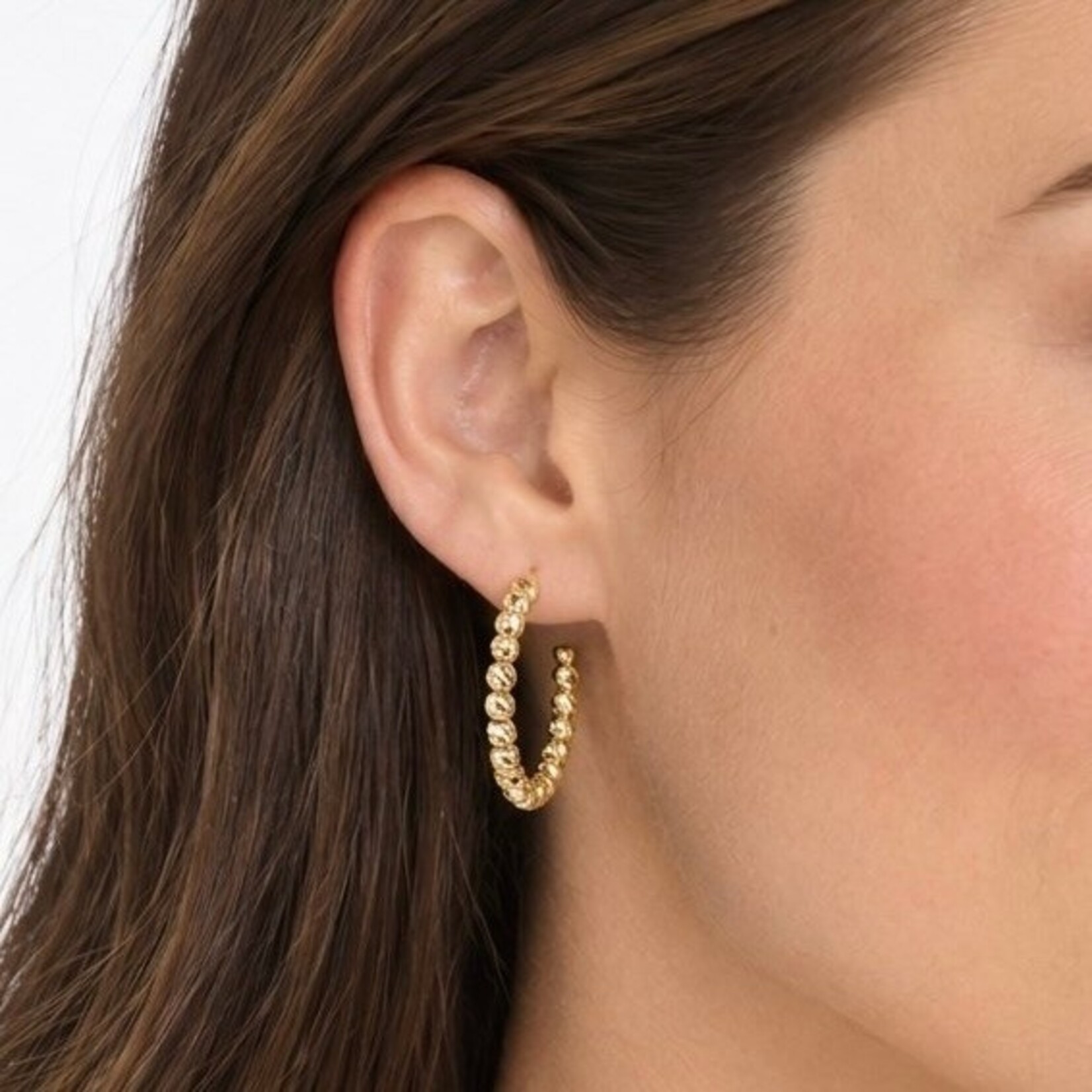 Sterling Silver & 18K Yellow Gold Overlay Medium Slash Italia Hoop Earrings