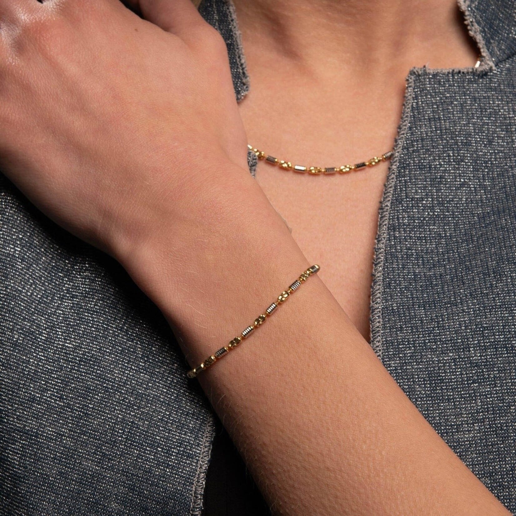 Sterling Silver & 18K Yellow Gold Overlay Moree Italia Bracelet