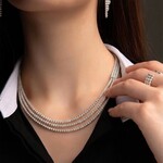 Sterling Silver Crystal Italia Triple Row Necklace