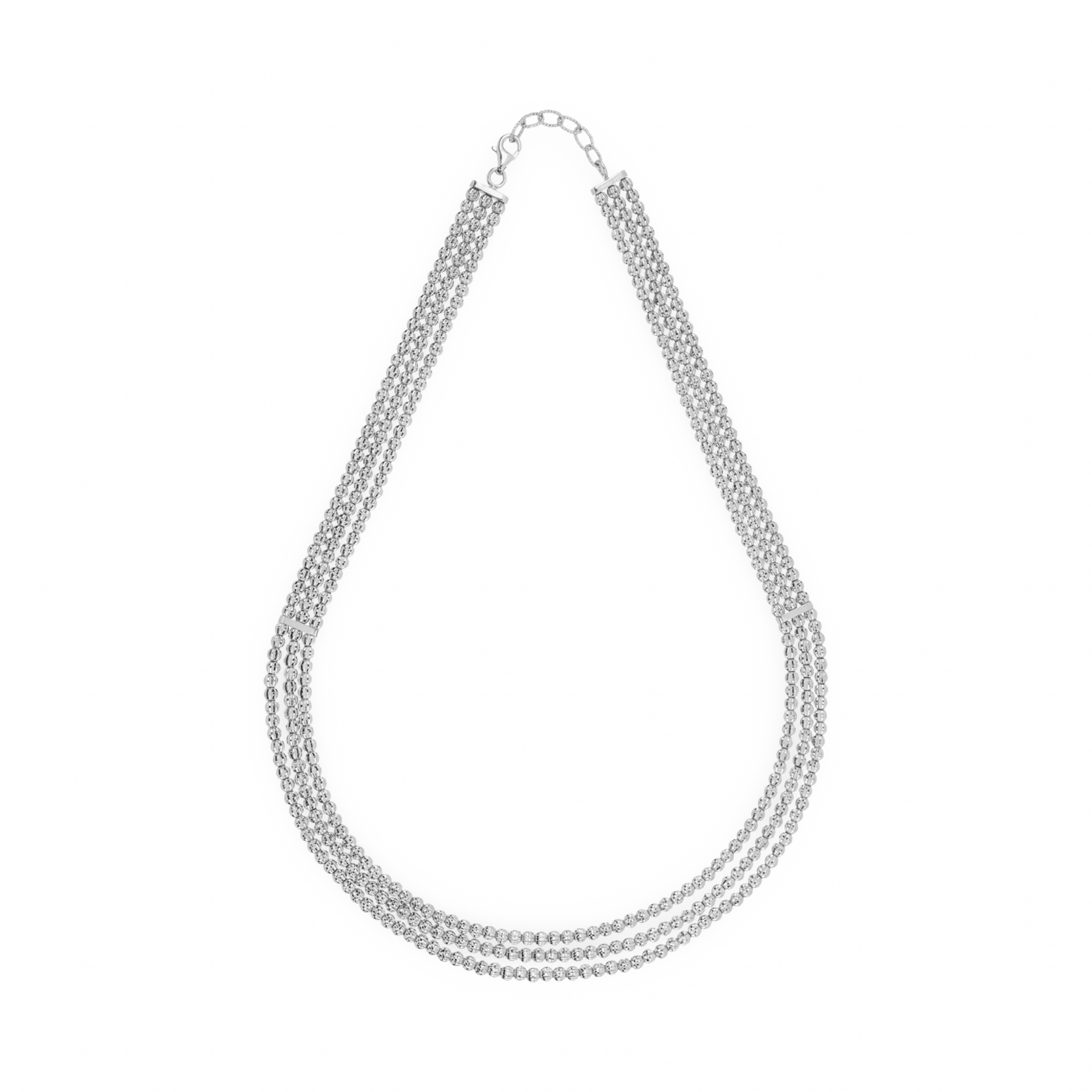 Sterling Silver Crystal Italia Triple Row Necklace