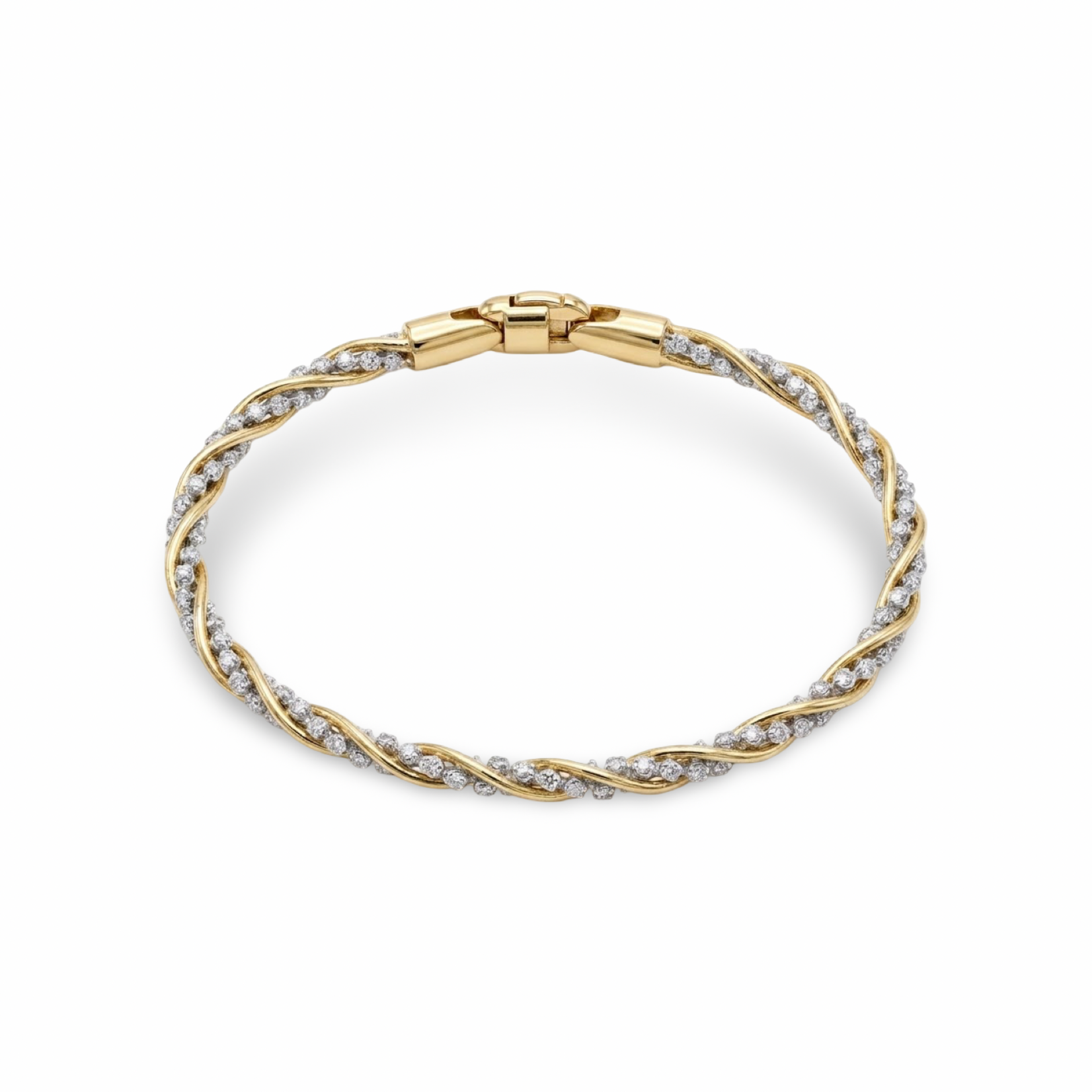 Sterling Silver & 18K Two Tone Overlay Woven Spring Italia Bracelet