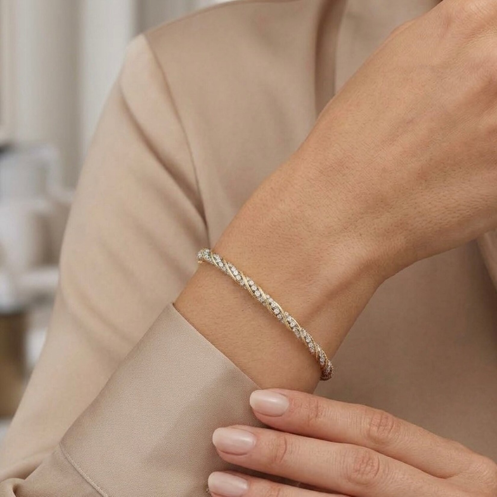 Sterling Silver & 18K Two Tone Overlay Woven Spring Italia Bracelet