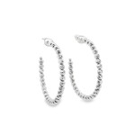 Sterling Silver Medium Slash Italia Hoop Earrings