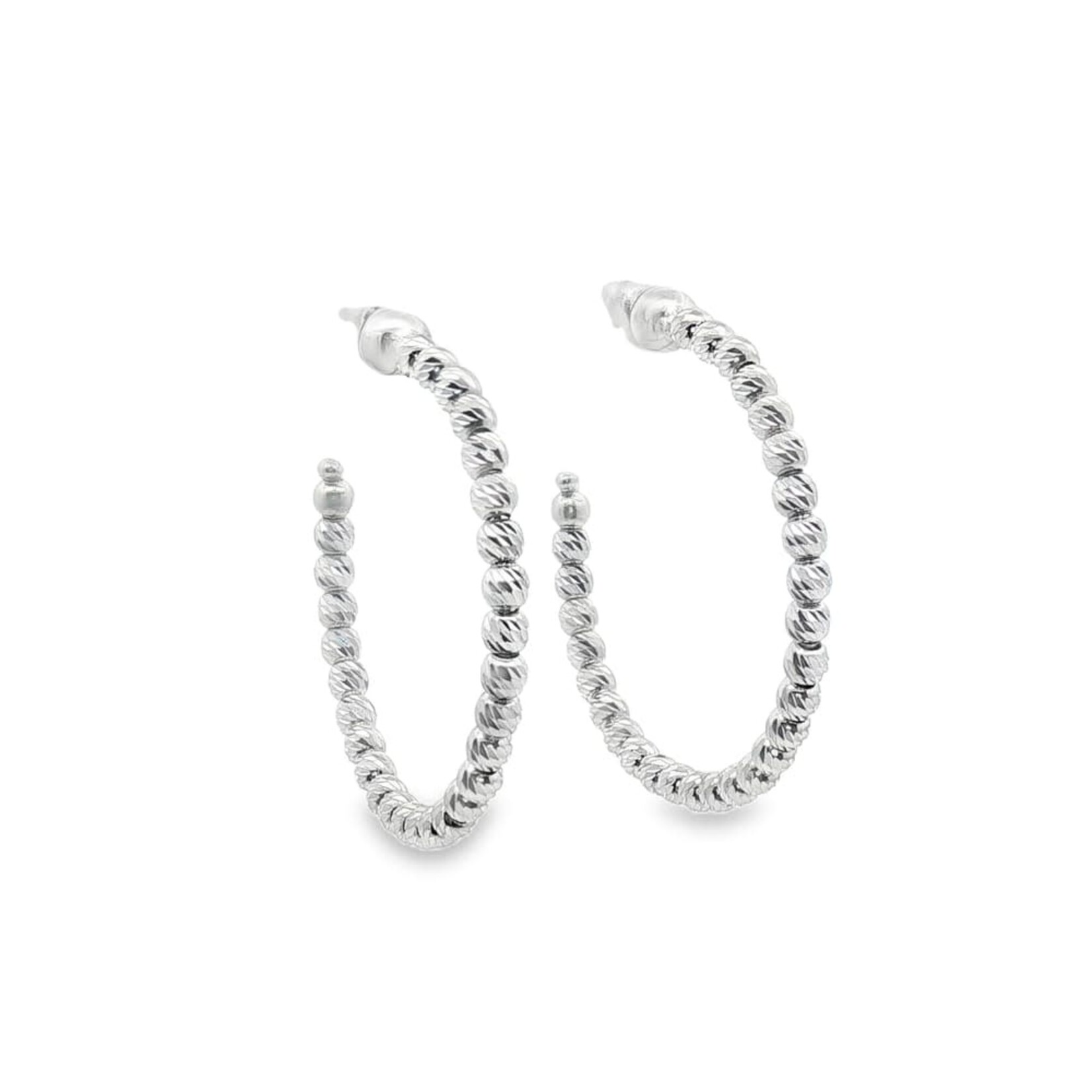 Sterling Silver Medium Slash Italia Hoop Earrings
