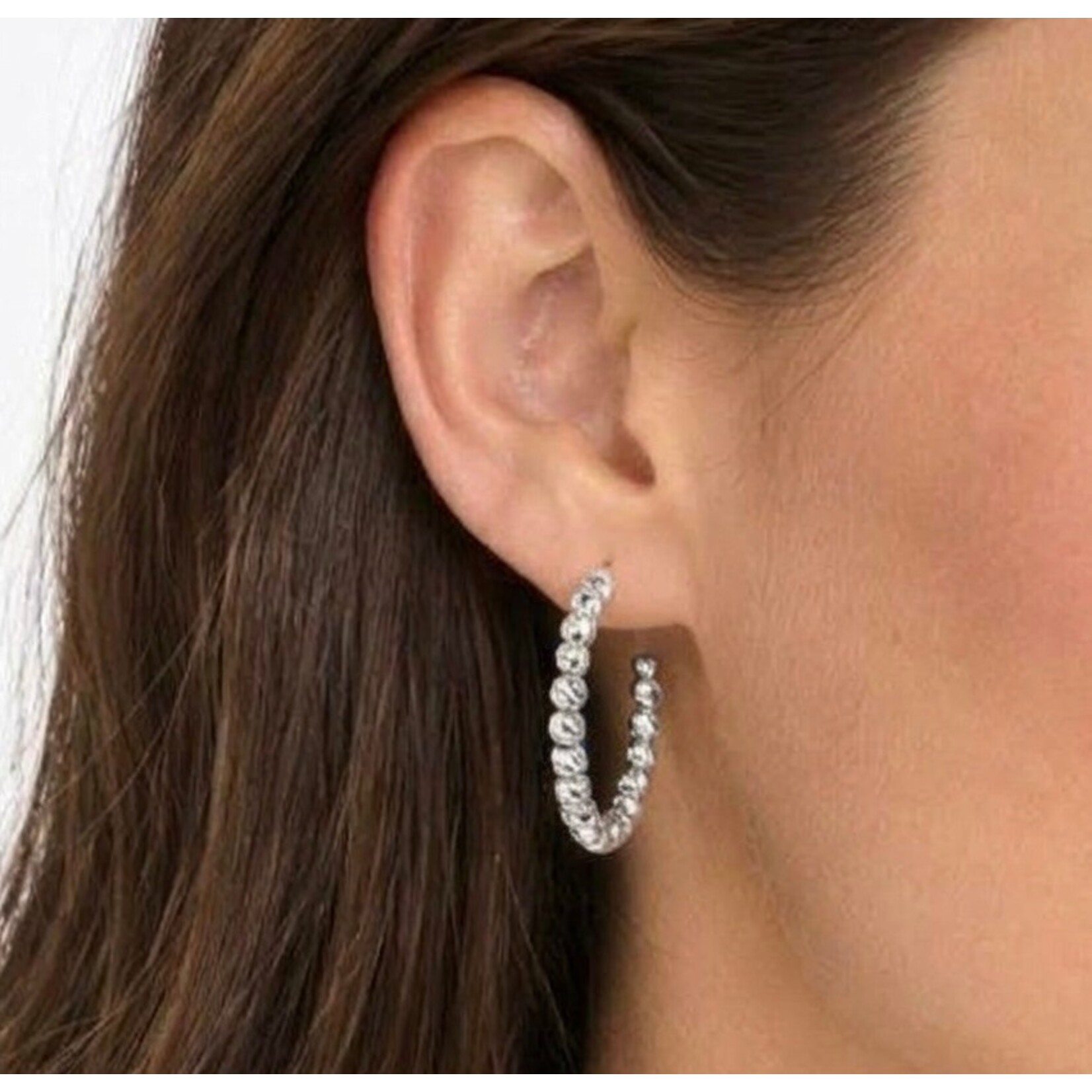 Sterling Silver Medium Slash Italia Hoop Earrings
