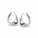 Sterling Silver Polished Extra Large Curved Oval Wave Hoops
