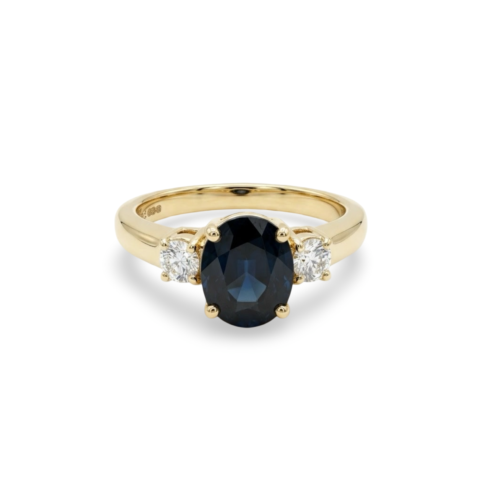 18K Yellow Gold 2 Carat Oval Sapphire & Diamond Ring