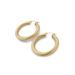 14K Yellow Gold Large Cable Twist Hoop Earrings