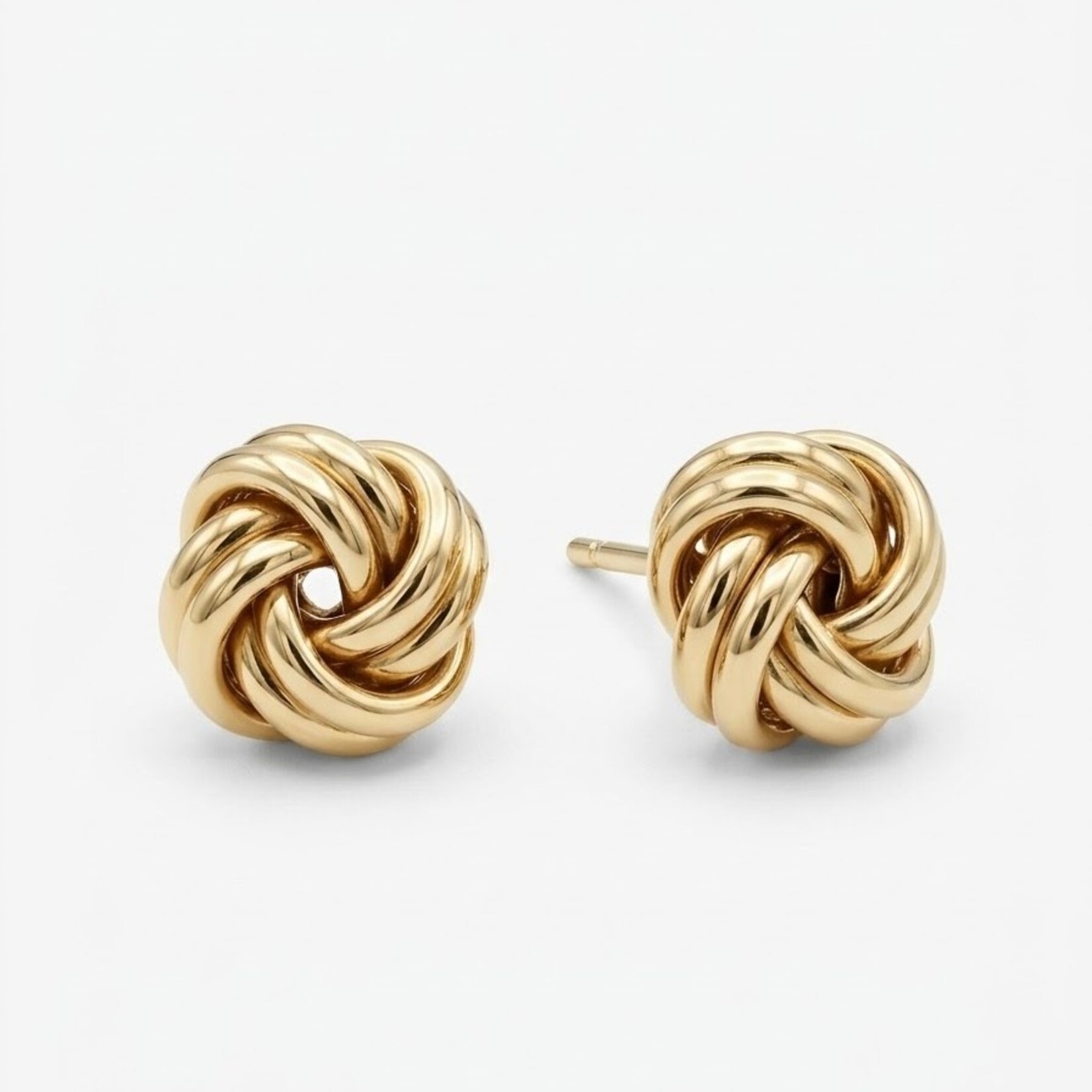 14K Yellow Gold Twisted Love Knot Stud Earrings
